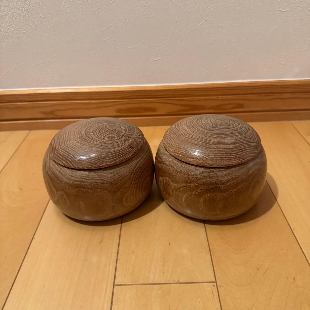 本榧 5寸 天地柾 / 本蛤碁石 / 那智黒 / 銘木碁笥 フルセット