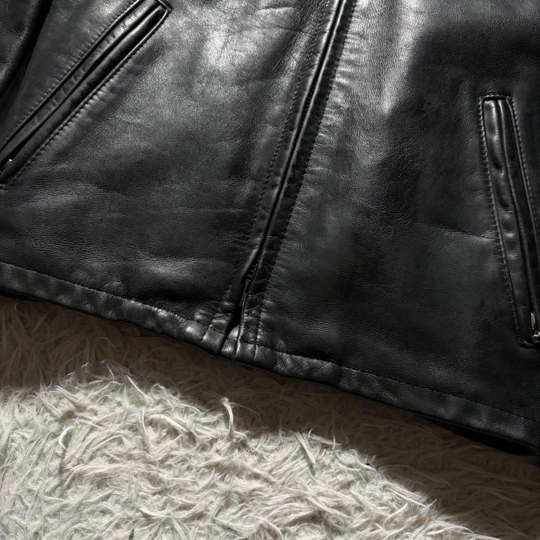 【米国製】schott ライダースジャケット　シングル　ブラック　本革　641