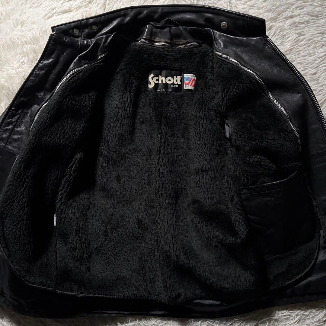 【米国製】schott ライダースジャケット　シングル　ブラック　本革　641