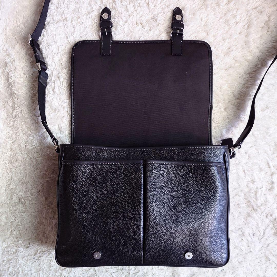 美品 コーチ スプリント メッセンジャー A4収納可 レザー 斜め掛け ブラック