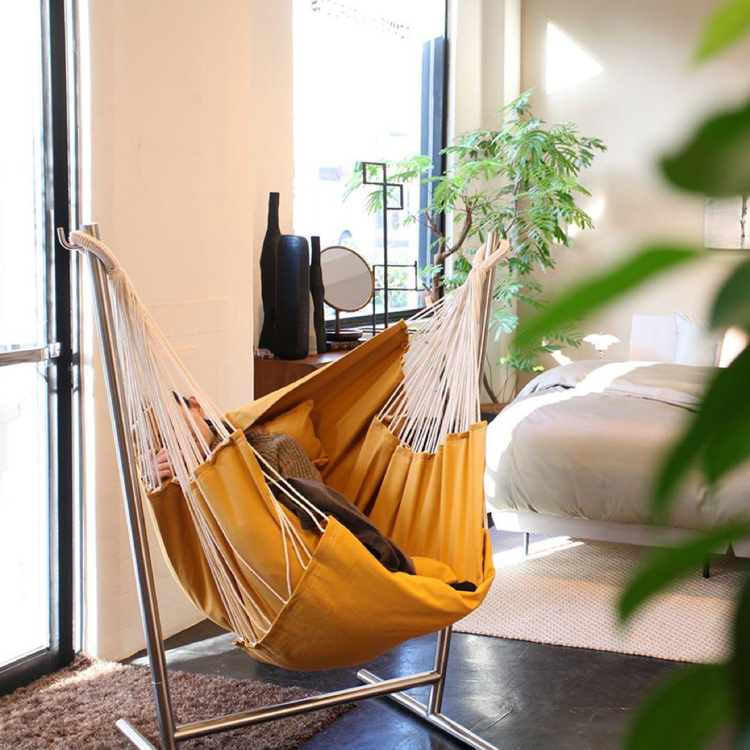 コンフォルタ ひとり掛けハンモック ファブリック チェア マスタードイエロー