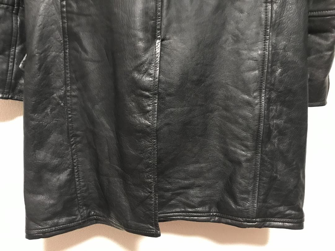 シェラック SHELLAC レザー ロングコート 牛革 トレンチ　ジャケット　黒