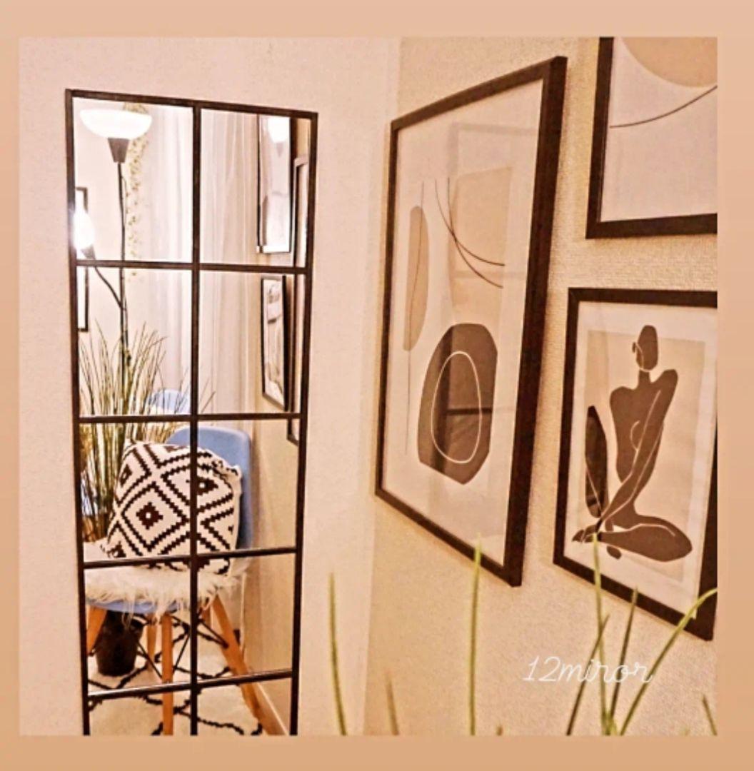 12枚ミラー　壁掛け式　立て掛け式　姿見　海外風　格子窓　講師　海外風　韓国