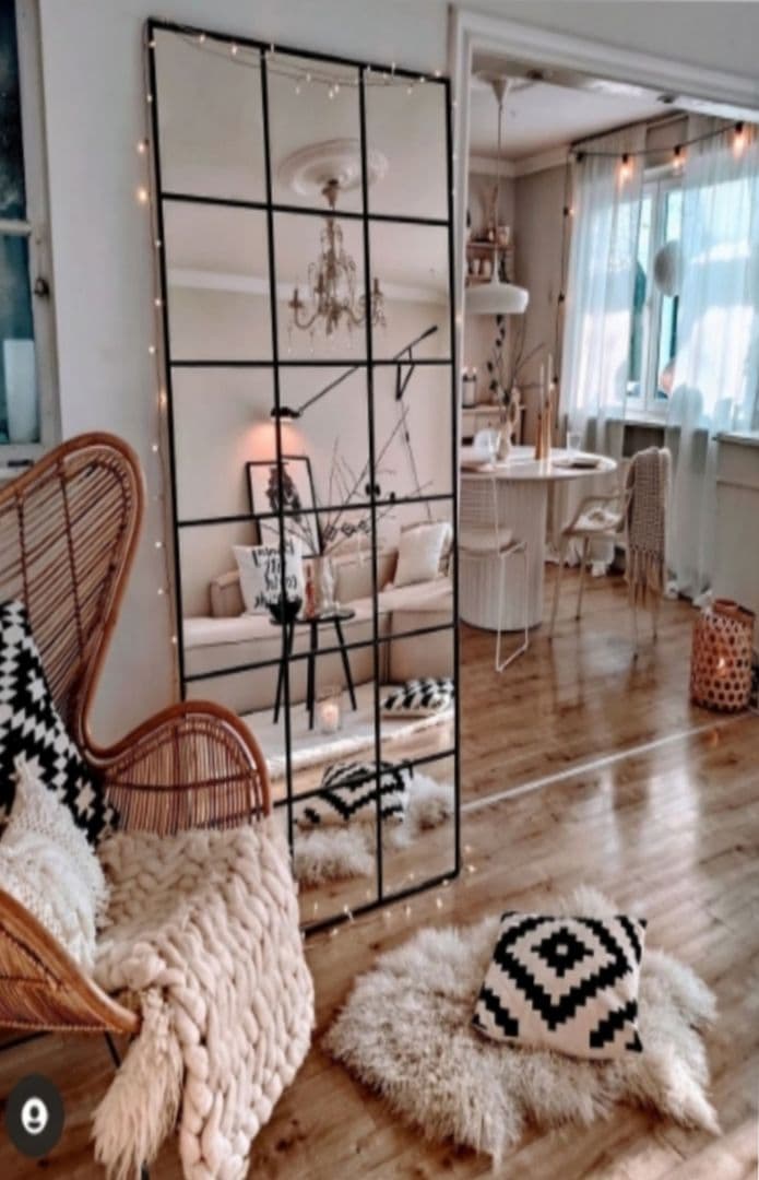 12枚ミラー　壁掛け式　立て掛け式　姿見　海外風　格子窓　講師　海外風　韓国