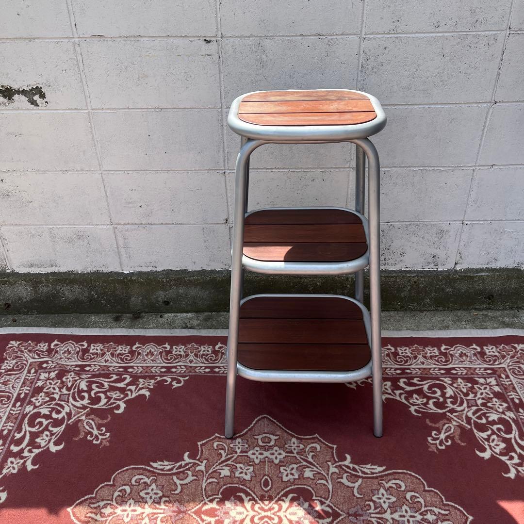 高強度 古家具◾️パイプフレーム×木製天板 3段 飾り台 ディスプレイ台 花台