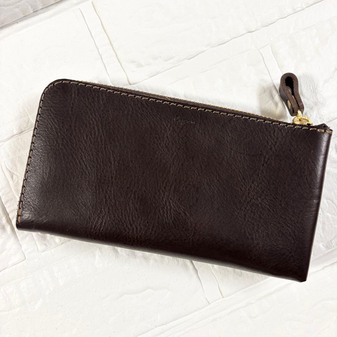 【未使用級】HERZ Organ Lジップ　小さいファスナー長財布　ブラウン