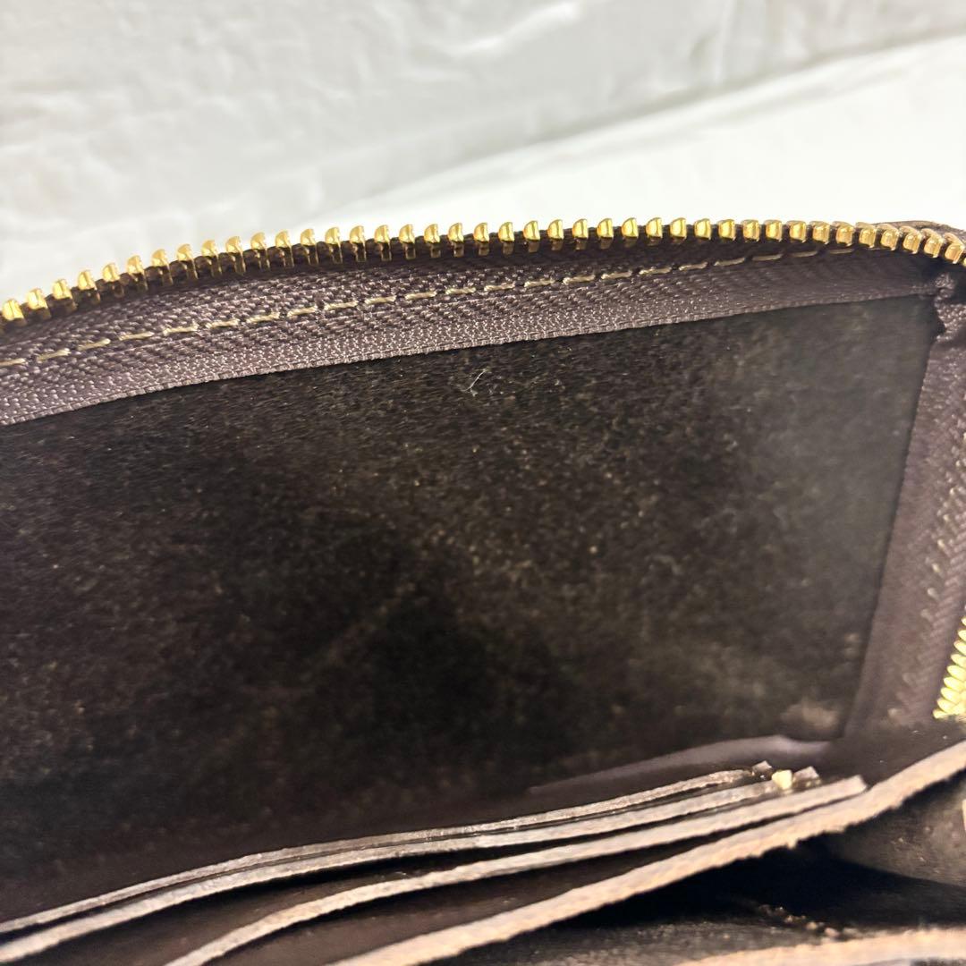 【未使用級】HERZ Organ Lジップ　小さいファスナー長財布　ブラウン