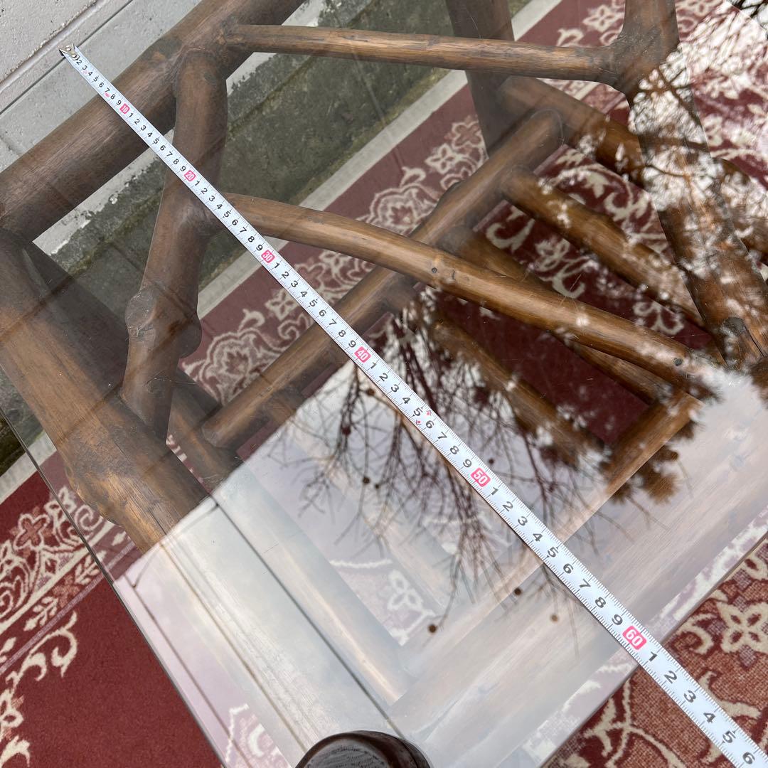 古家具ビンテージ品◾️ガラス天板 スクエア型 サイドテーブル コーヒーテーブル