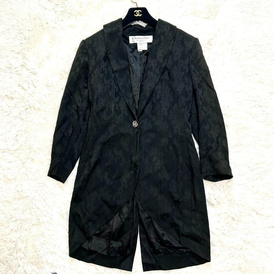 クリスチャンディオール　ガリアーノ期　　ジャケット　総柄　黒　チェスターコート