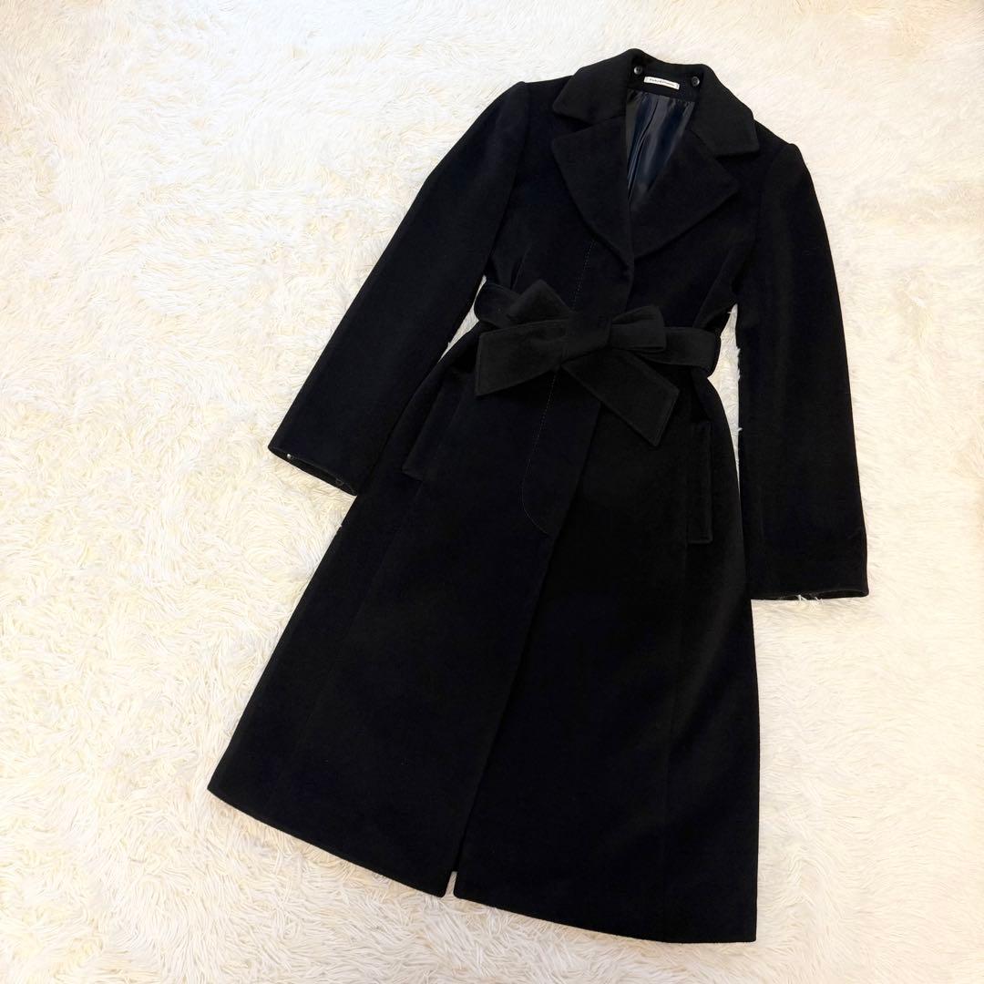 ピンキー&ダイアン ブルー フォックスファー 黒 コート アンゴラ混