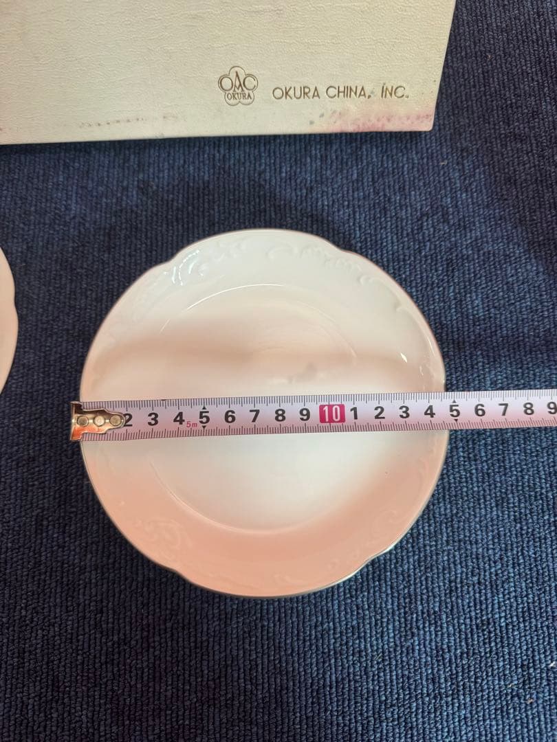 1953 大倉陶園　白磁　皿　2客　未使用