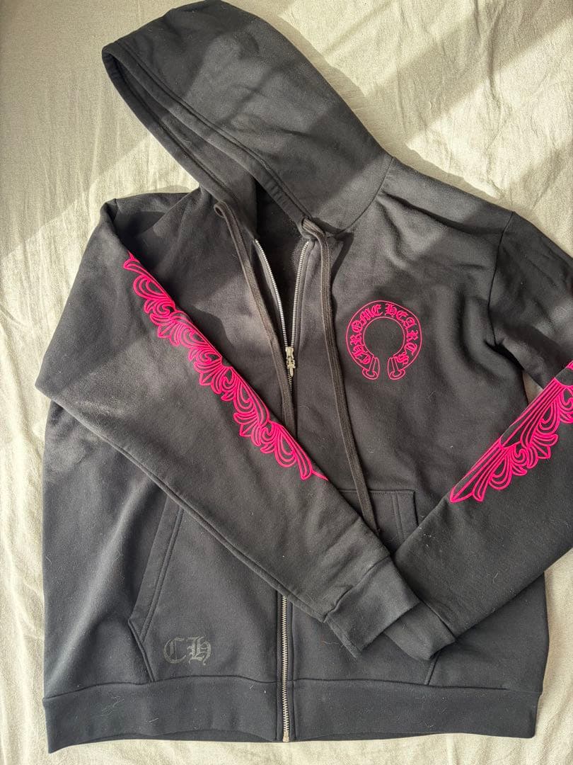 CHROME HEARTS ZIPパーカー 黒×ピンク 限定カラー Lサイズ