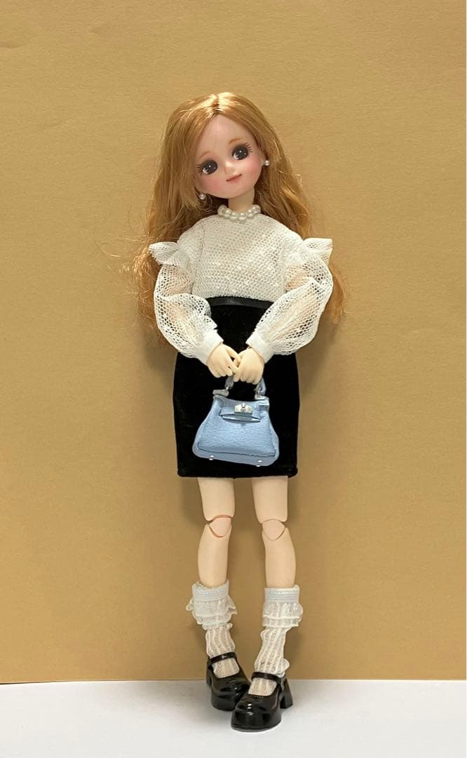 ★ハンドメイド★ ミニチュア ミニバッグ アイスブルー ドールアウトフィット