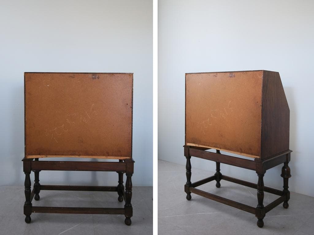 英国アンティーク木製ライティングビューロー/デスク/勉強机テーブル(90-138