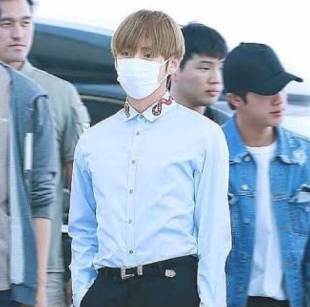 【BTSテテ着用】グッチ　長袖シャツ　スネーク　刺繍　Mサイズ　ホワイト