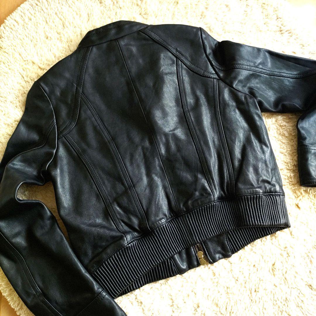 最終大値下！ビアズリー BEARDSLEY 上質ラムレザー ノーカラー ブルゾン