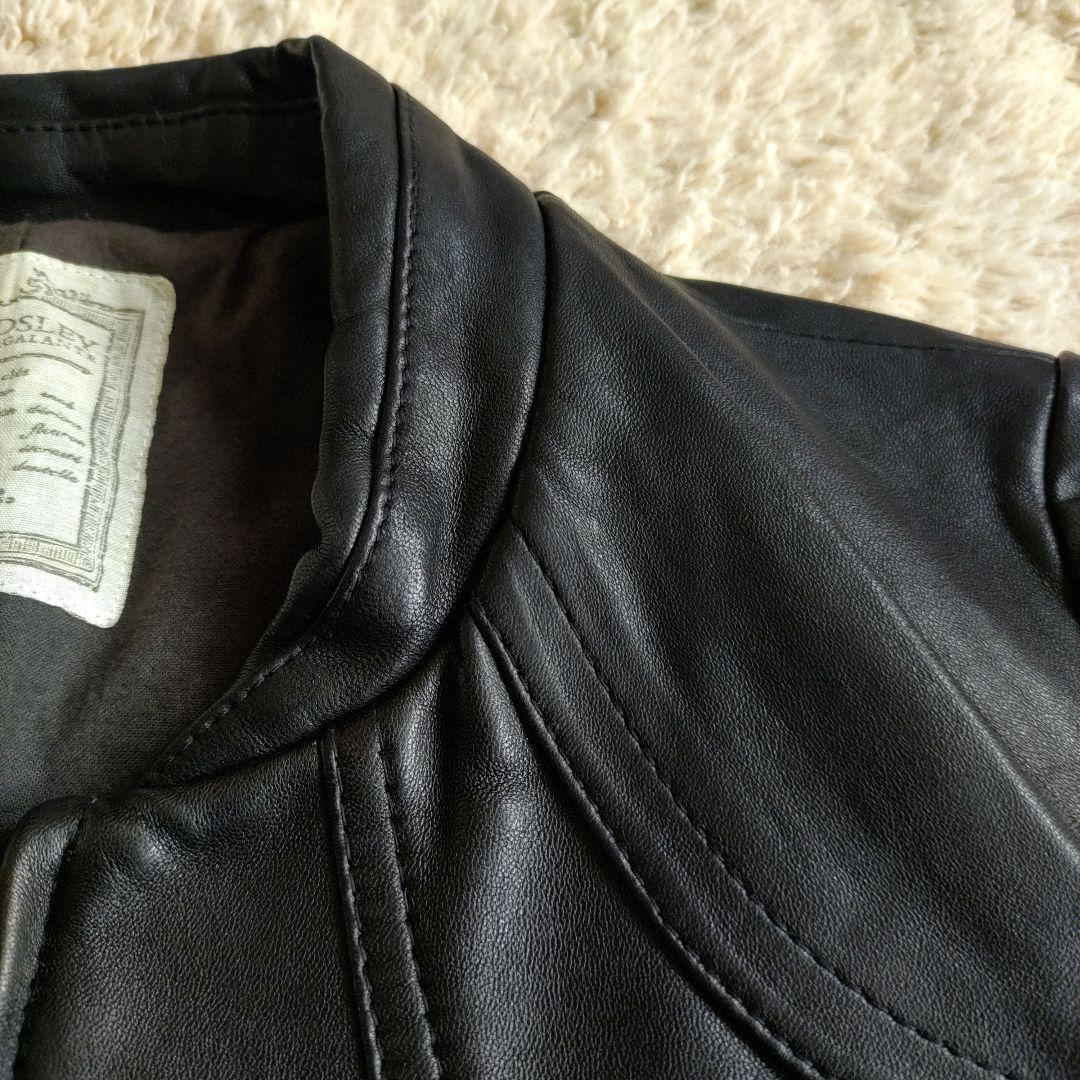 最終大値下！ビアズリー BEARDSLEY 上質ラムレザー ノーカラー ブルゾン