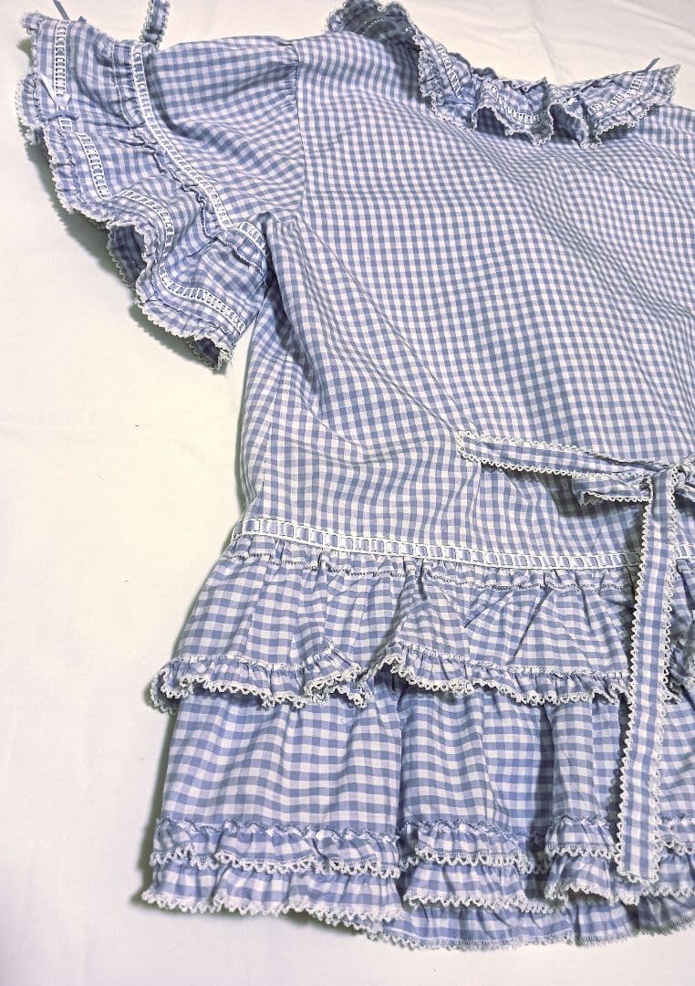 【タグ付き未使用】ピンクハウス パープル ギンガムチェック 半袖ブラウス