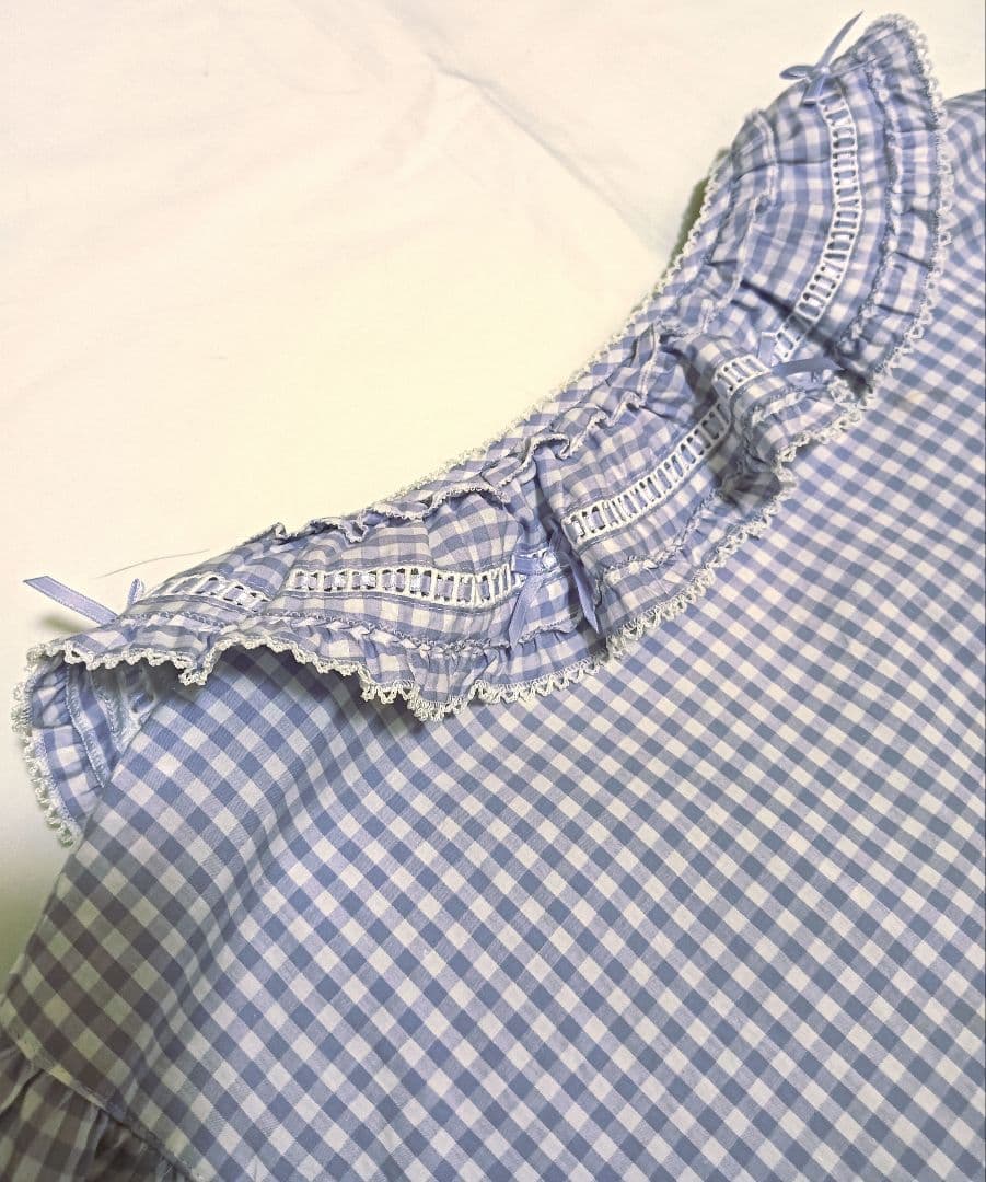 【タグ付き未使用】ピンクハウス パープル ギンガムチェック 半袖ブラウス