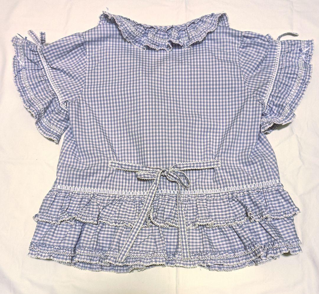 【タグ付き未使用】ピンクハウス パープル ギンガムチェック 半袖ブラウス