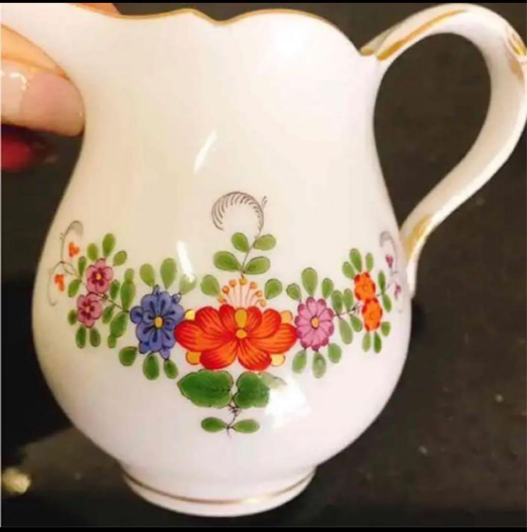 マイセン　インドの花　多彩色　柿右衛門写し　シュガーポット&クリーマー