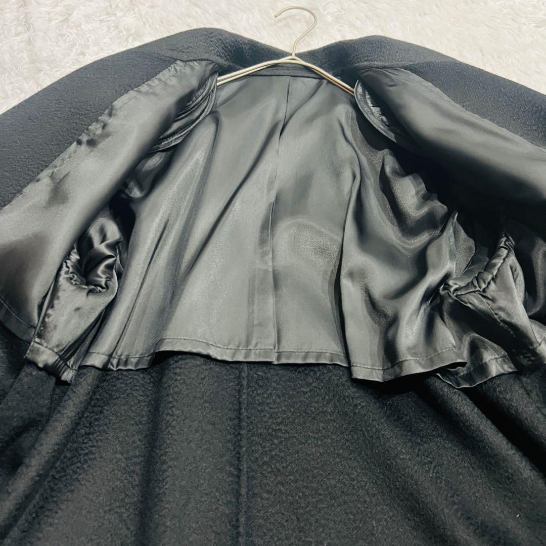 【美品】高級生地　ロロピアーナ カシミヤ100% フレアロングコート　ブラックL