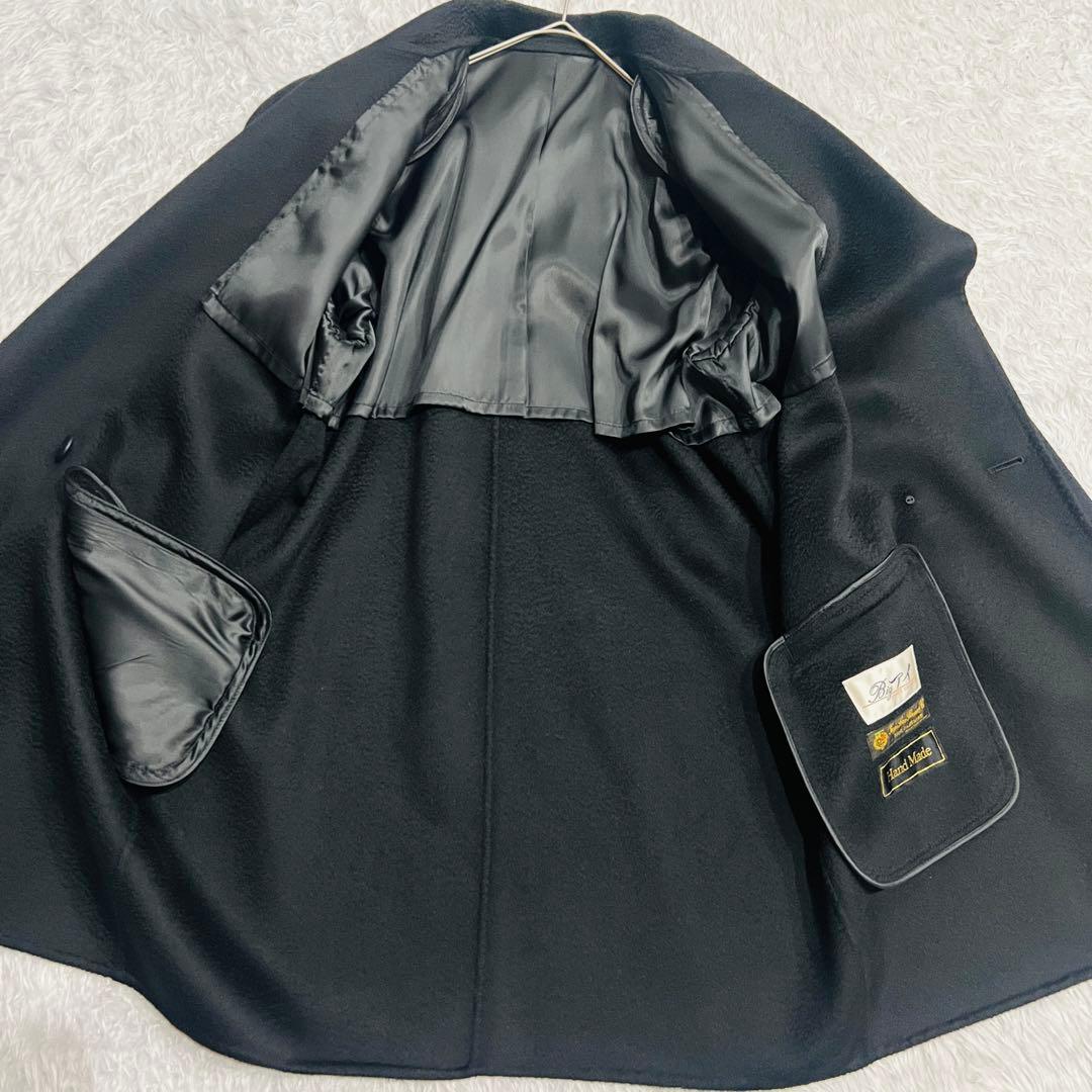 【美品】高級生地　ロロピアーナ カシミヤ100% フレアロングコート　ブラックL