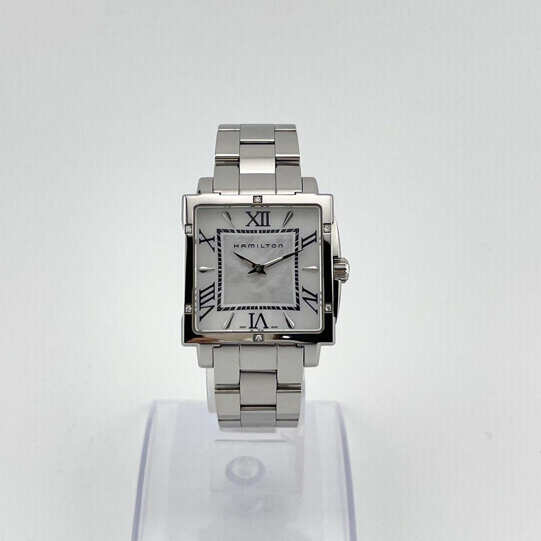 【稼働/新品電池】ハミルトン　ジャズマスター　スクエア　6P ダイヤ　シェル