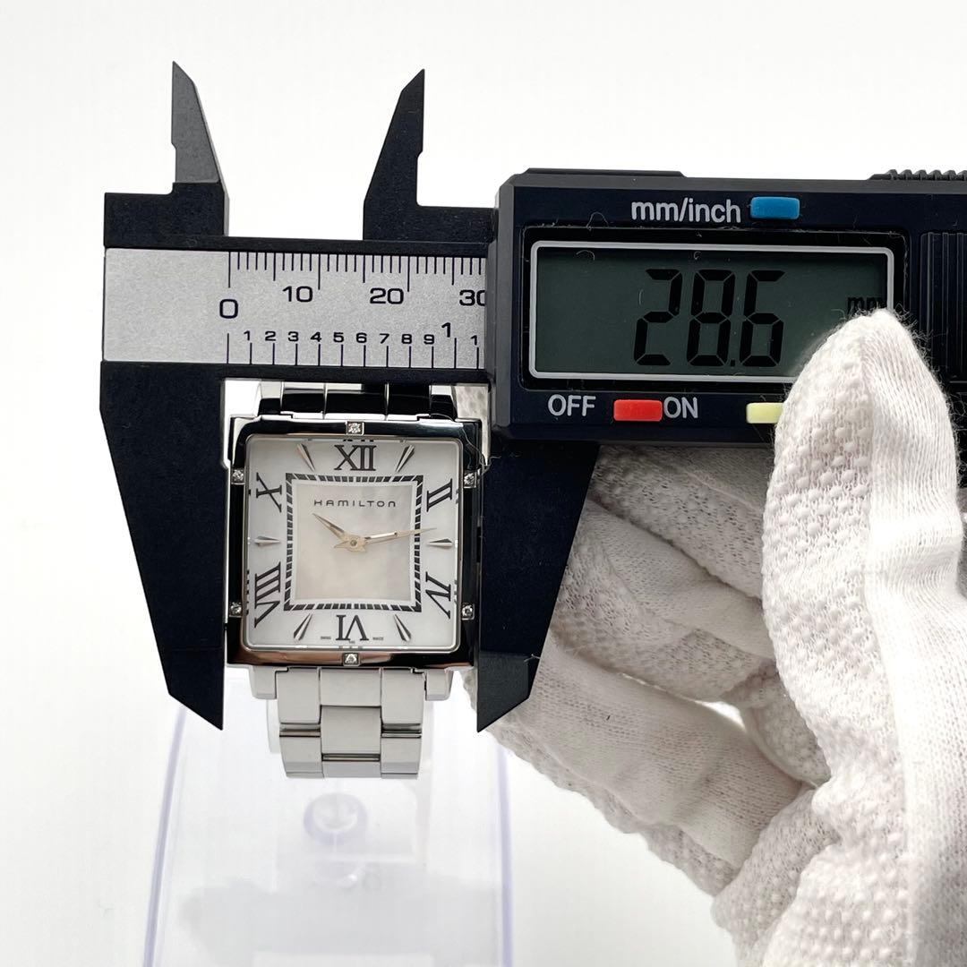 【稼働/新品電池】ハミルトン　ジャズマスター　スクエア　6P ダイヤ　シェル