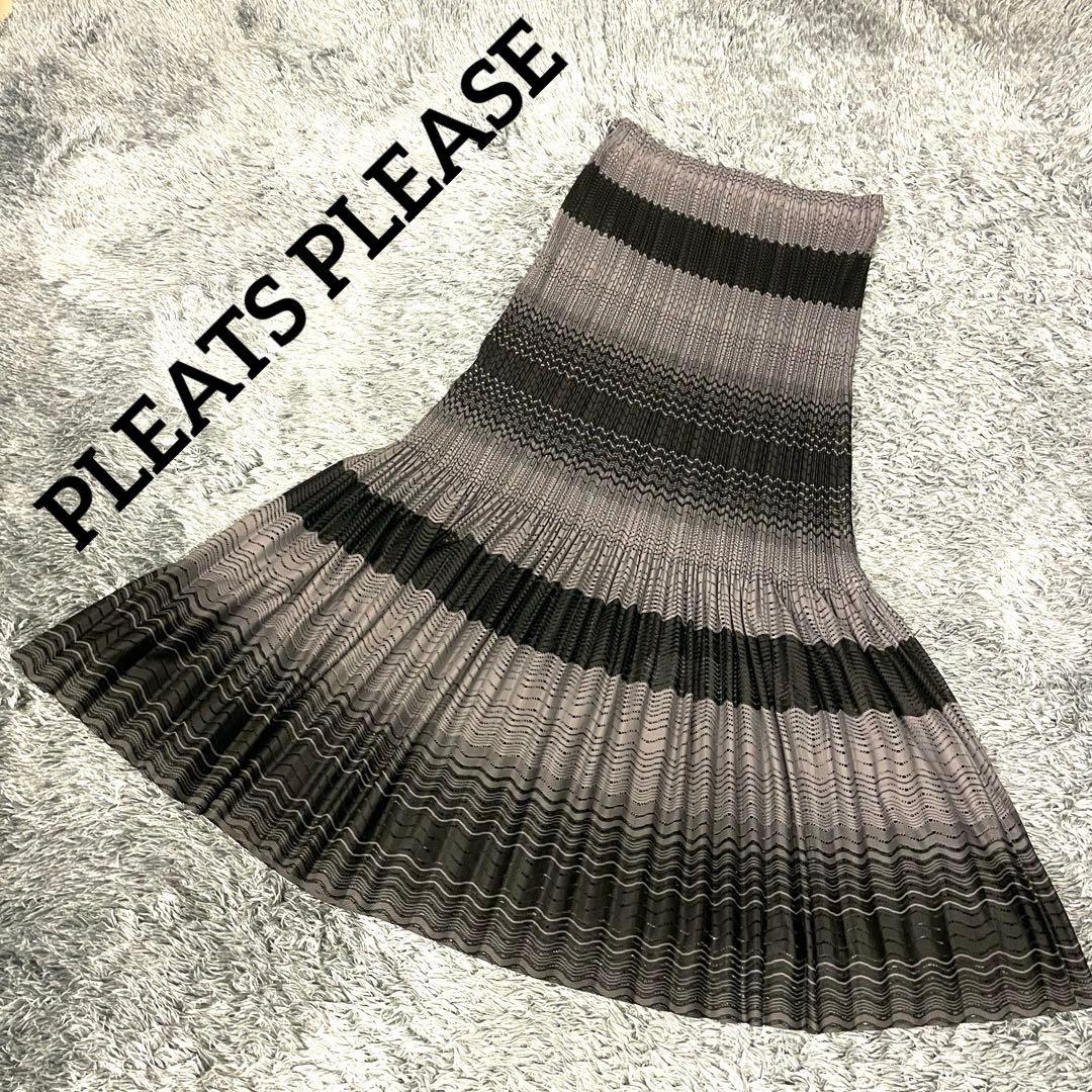 【極美品】プリーツプリーズ プリーツ ロング スカート フレア イッセイミヤケ
