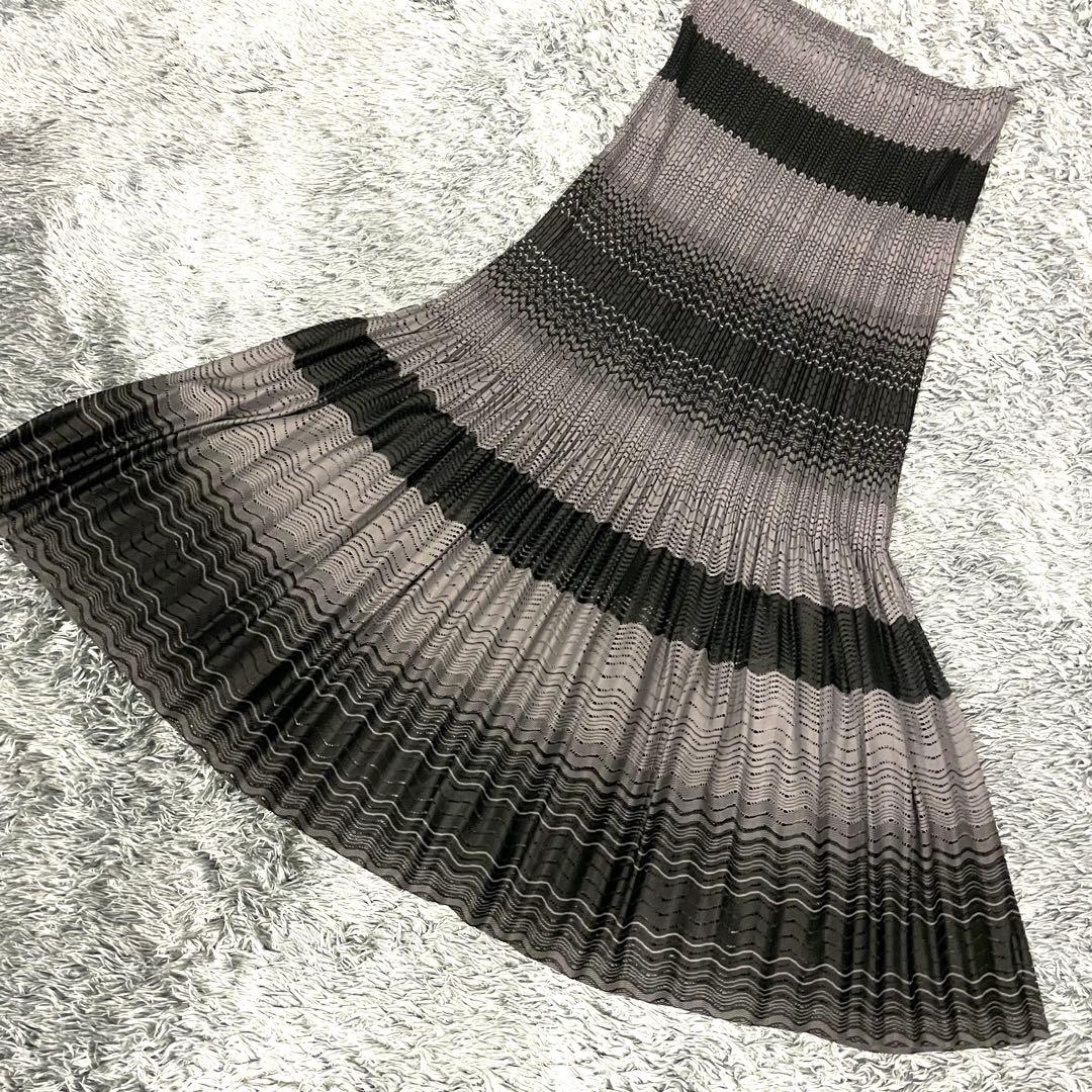 【極美品】プリーツプリーズ プリーツ ロング スカート フレア イッセイミヤケ