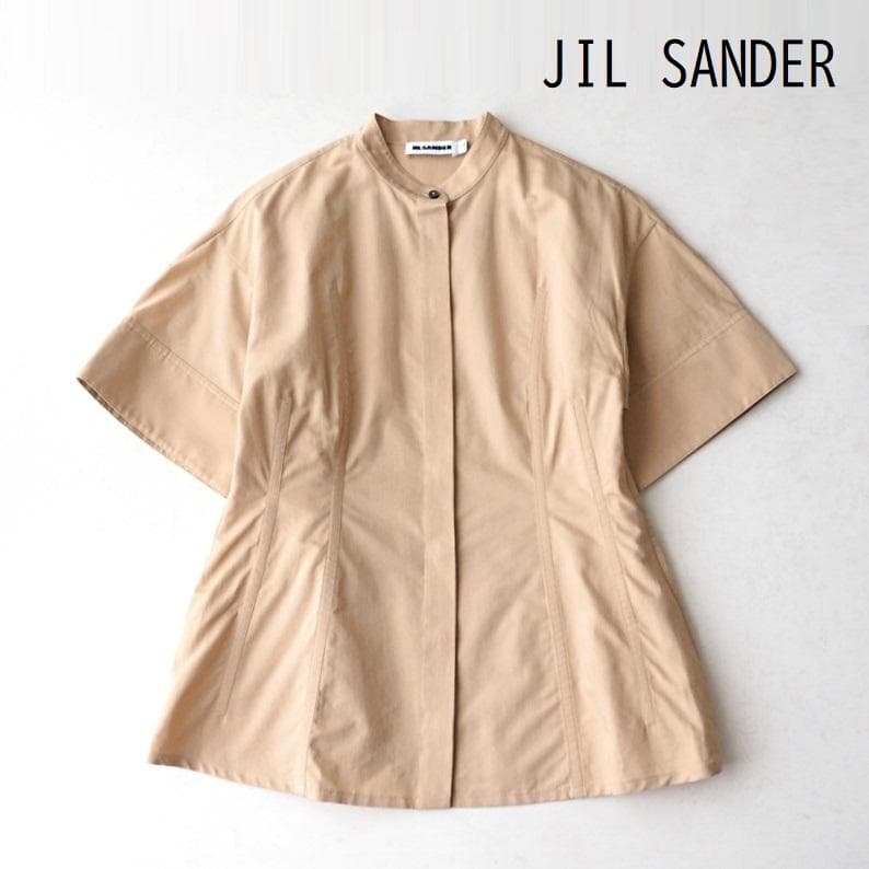 jangjawon様ジルサンダー コットンシルク バンドカラー シャツ 34