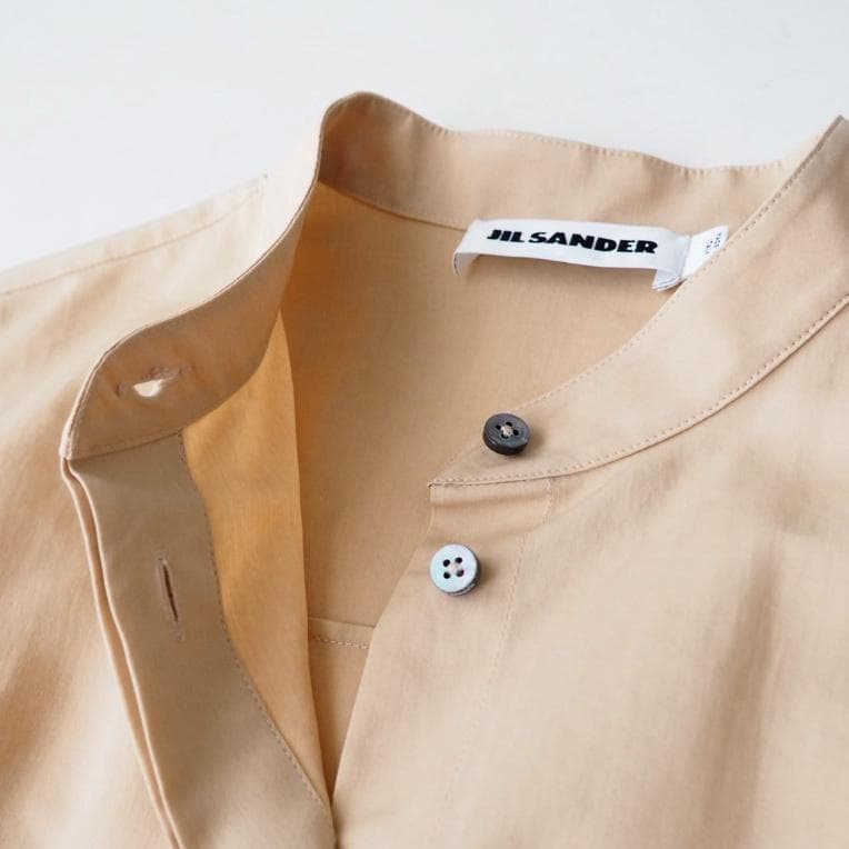 jangjawon様ジルサンダー コットンシルク バンドカラー シャツ 34