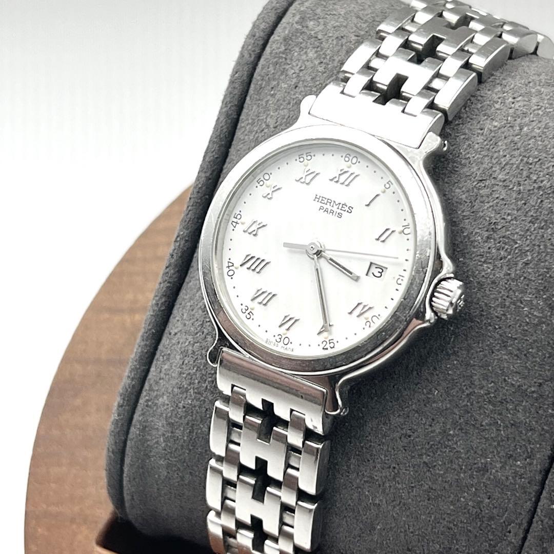 希少✨　エルメス　キャリック　シルバー　レディース　Hベルト　ホワイト　ローマ