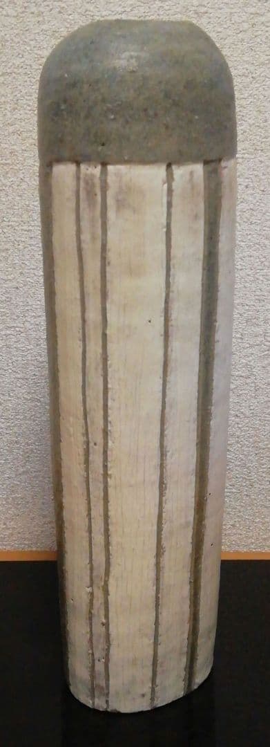 市野雅利作　丹波焼　白　花入　共箱　共布　花瓶