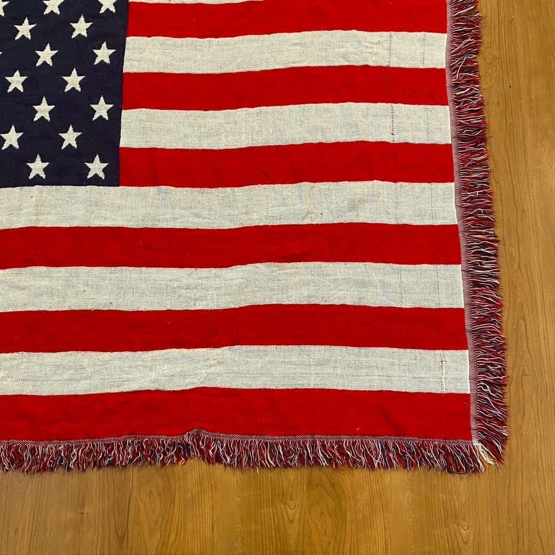 ヴィンテージ　ラグ　タペストリー　136×106　アメリカ　国旗　USインテリア
