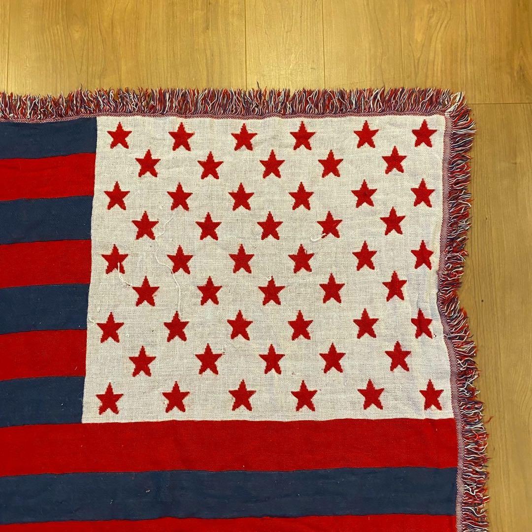 ヴィンテージ　ラグ　タペストリー　136×106　アメリカ　国旗　USインテリア
