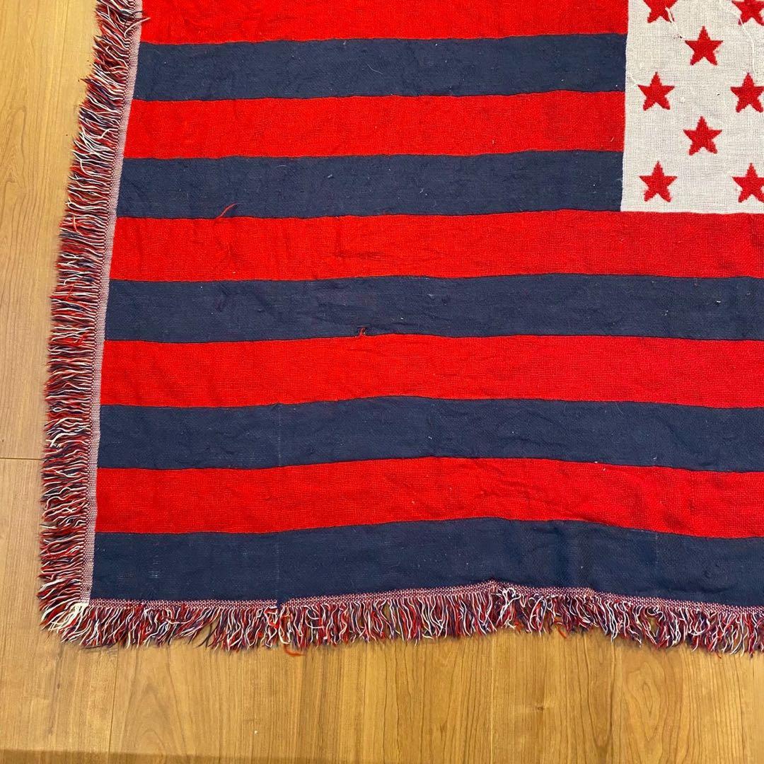 ヴィンテージ　ラグ　タペストリー　136×106　アメリカ　国旗　USインテリア