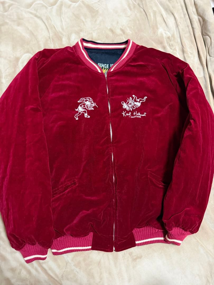 ２面用 Karl Helmut 別珍 鹿 スカジャン サテン vintage