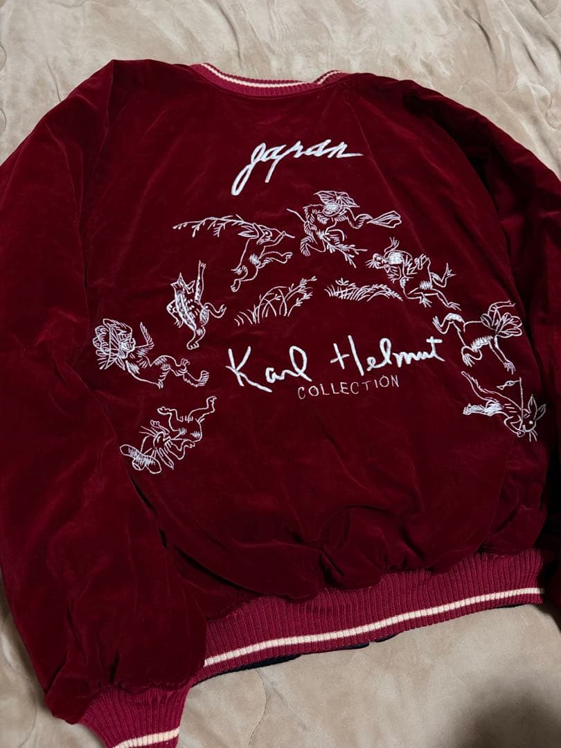 ２面用 Karl Helmut 別珍 鹿 スカジャン サテン vintage