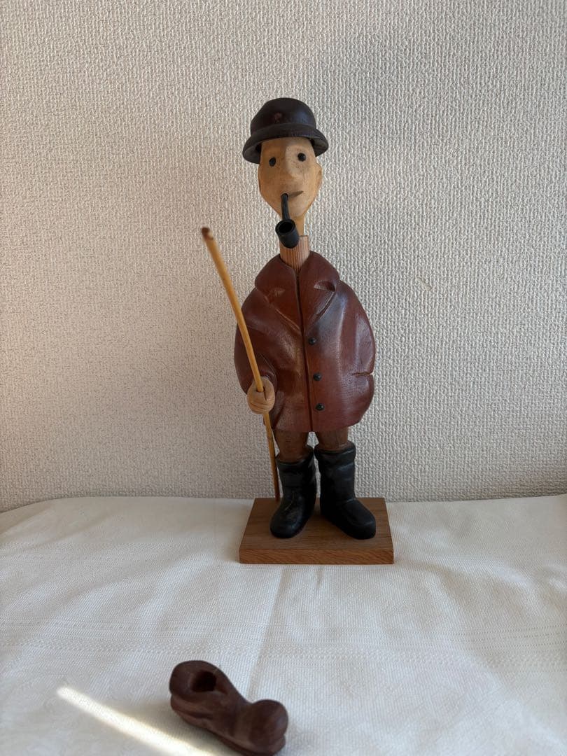 希少 イタリア ROMER ヴィンテージ木彫人形 フィッシャーマン 置物 彫刻
