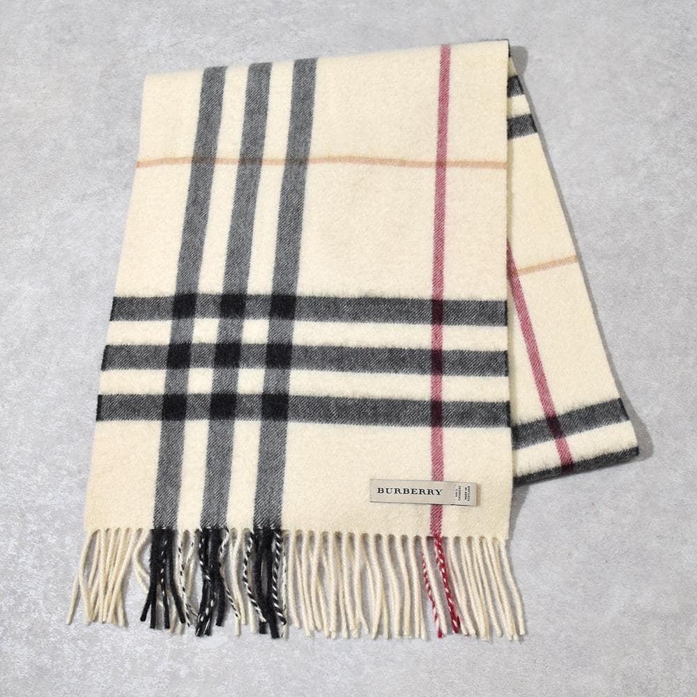 英国製 バーバリー BURBERRY カシミヤ100％ メガチェック ストール
