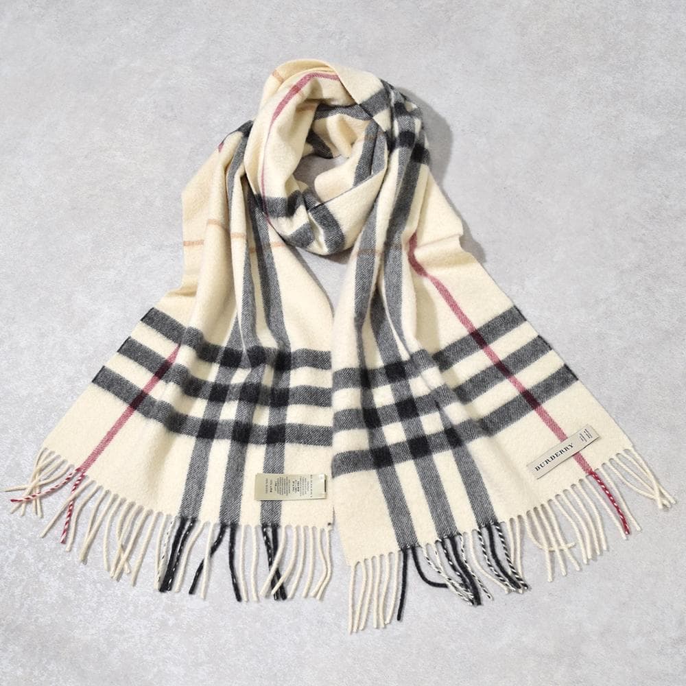 英国製 バーバリー BURBERRY カシミヤ100％ メガチェック ストール