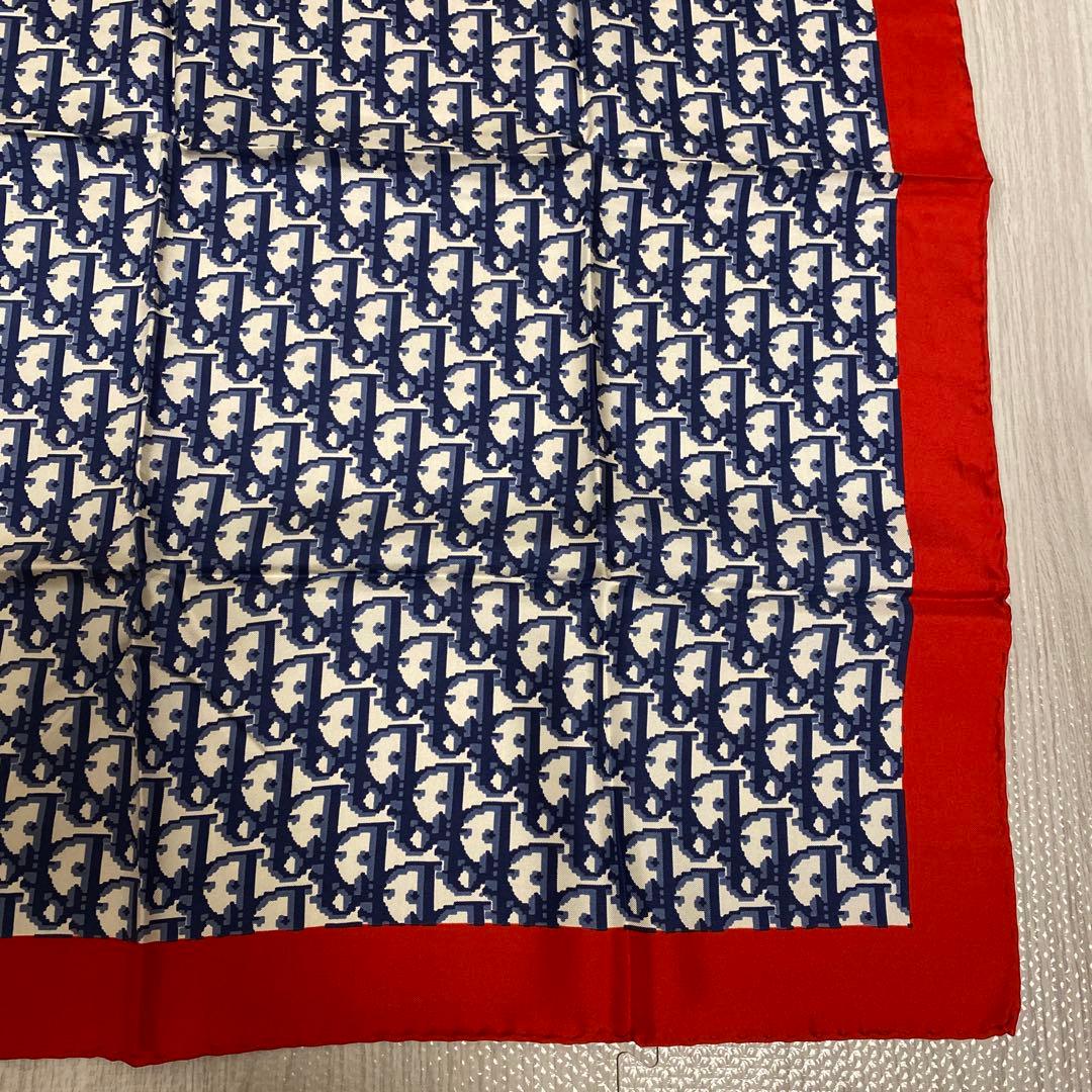 Christian Dior ロゴパターン スカーフ　ネイビー　レッド