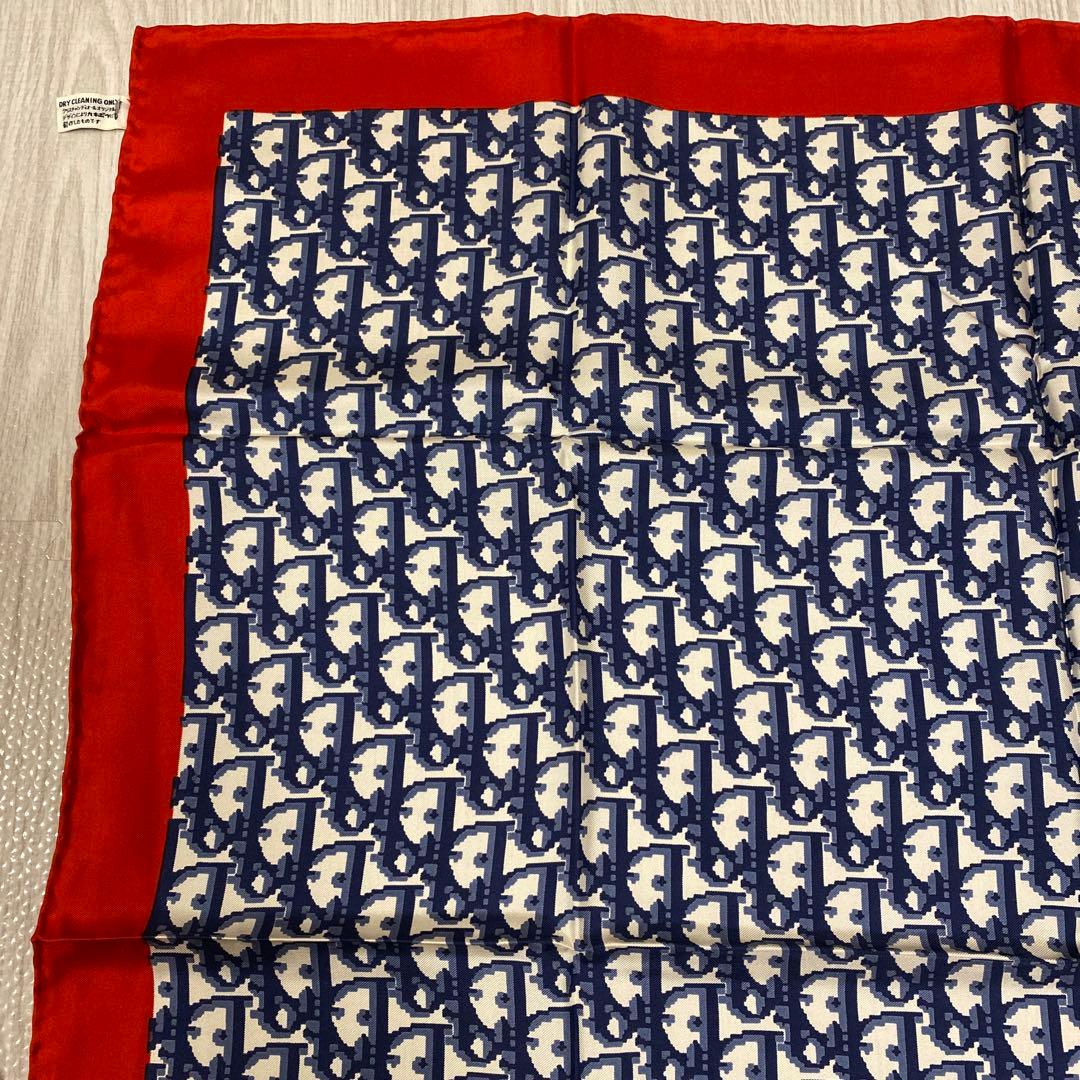 Christian Dior ロゴパターン スカーフ　ネイビー　レッド