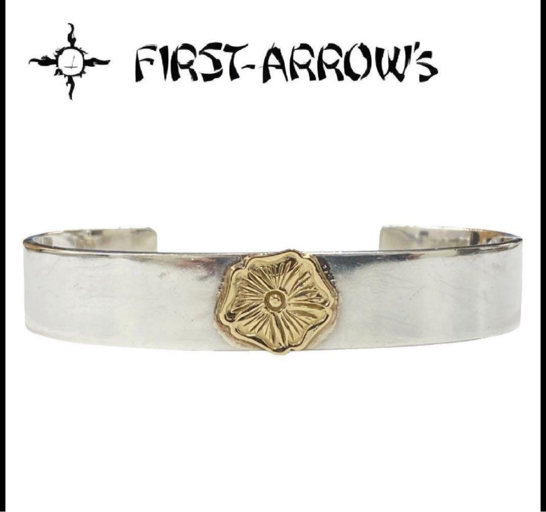 FIRST ARROW'S K18 フラワー ローズ メタル 平打ち バングル