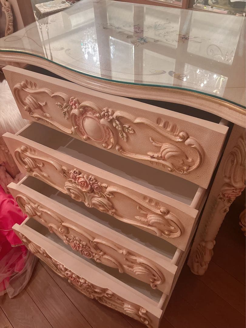 ♡ロココ♡姫プリンセスチェスト♡薔薇ベルサイユ4段チェストシリックアンティーク