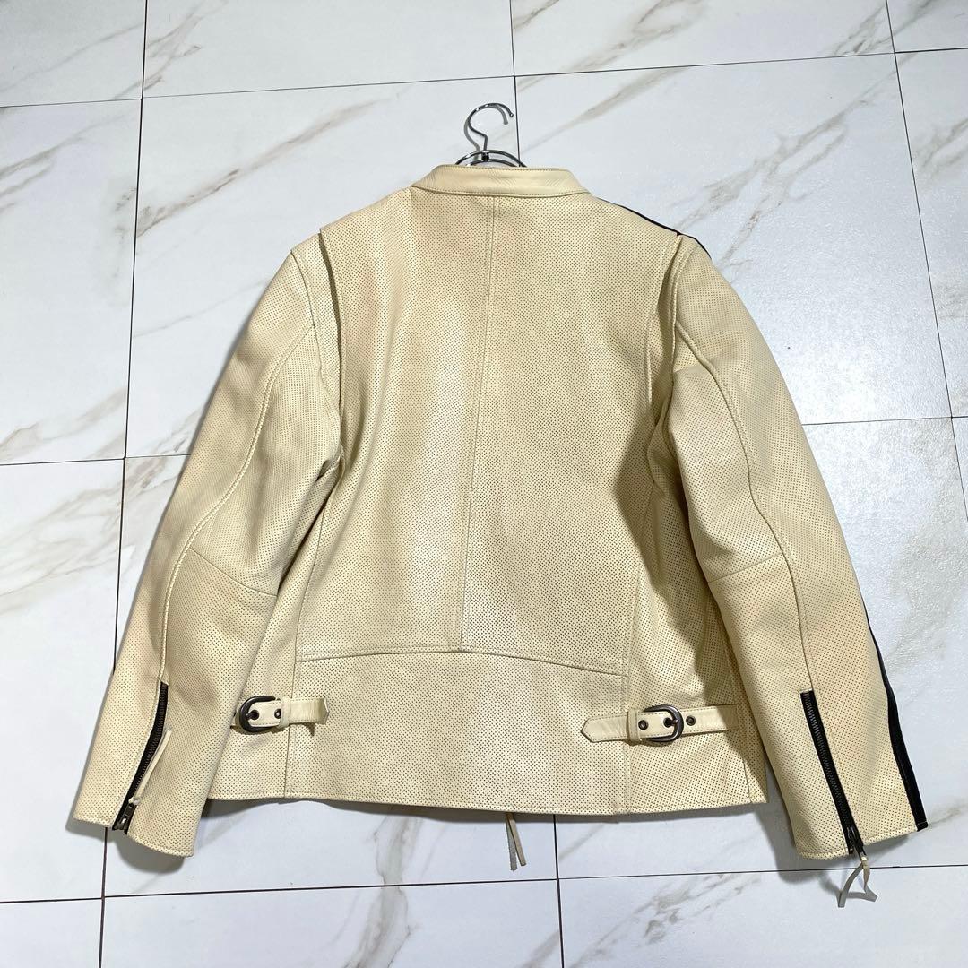 希少⭐︎リューグーレザーズ 牛革 カウレザーパンチングシングルライダースジャケット