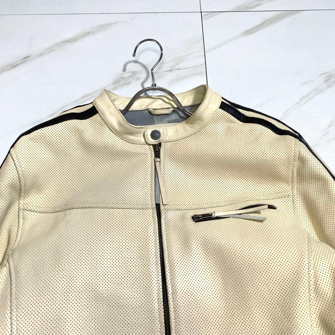 希少⭐︎リューグーレザーズ 牛革 カウレザーパンチングシングルライダースジャケット