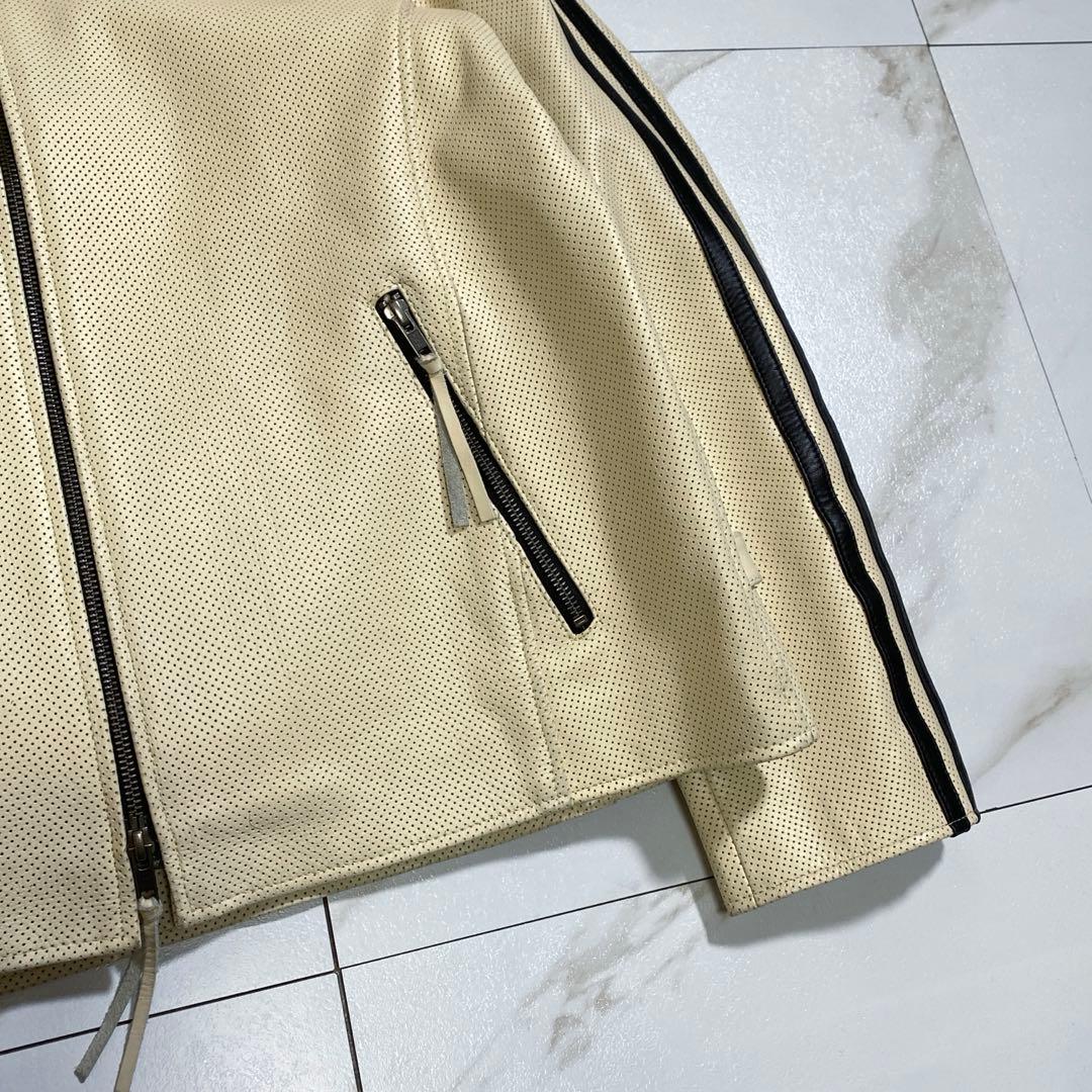 希少⭐︎リューグーレザーズ 牛革 カウレザーパンチングシングルライダースジャケット